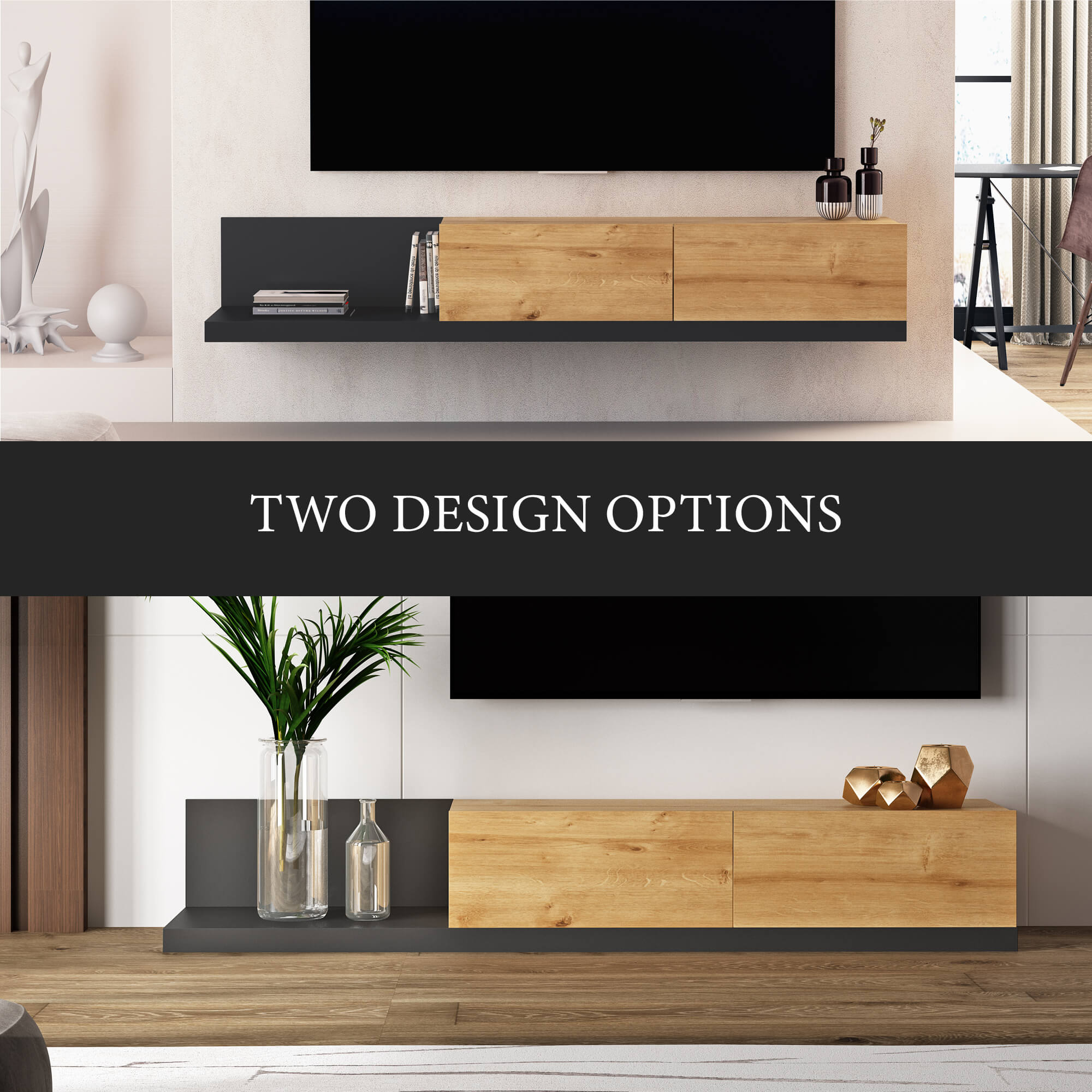 Charlotte- Yaresi 70" 2 Options Floating and Floor Media Console