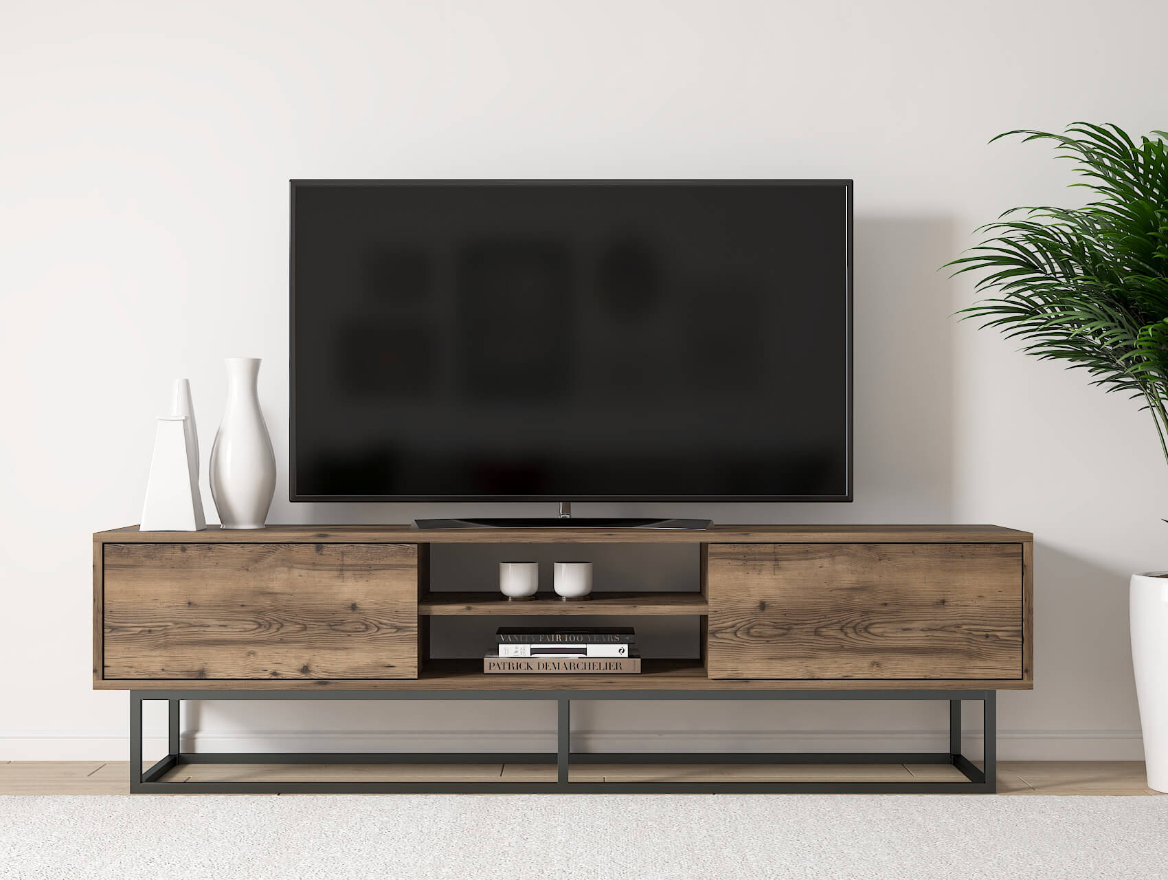 Fitzgibbon 71" Iron Legs Media Console Tv Unit Entertainment Center