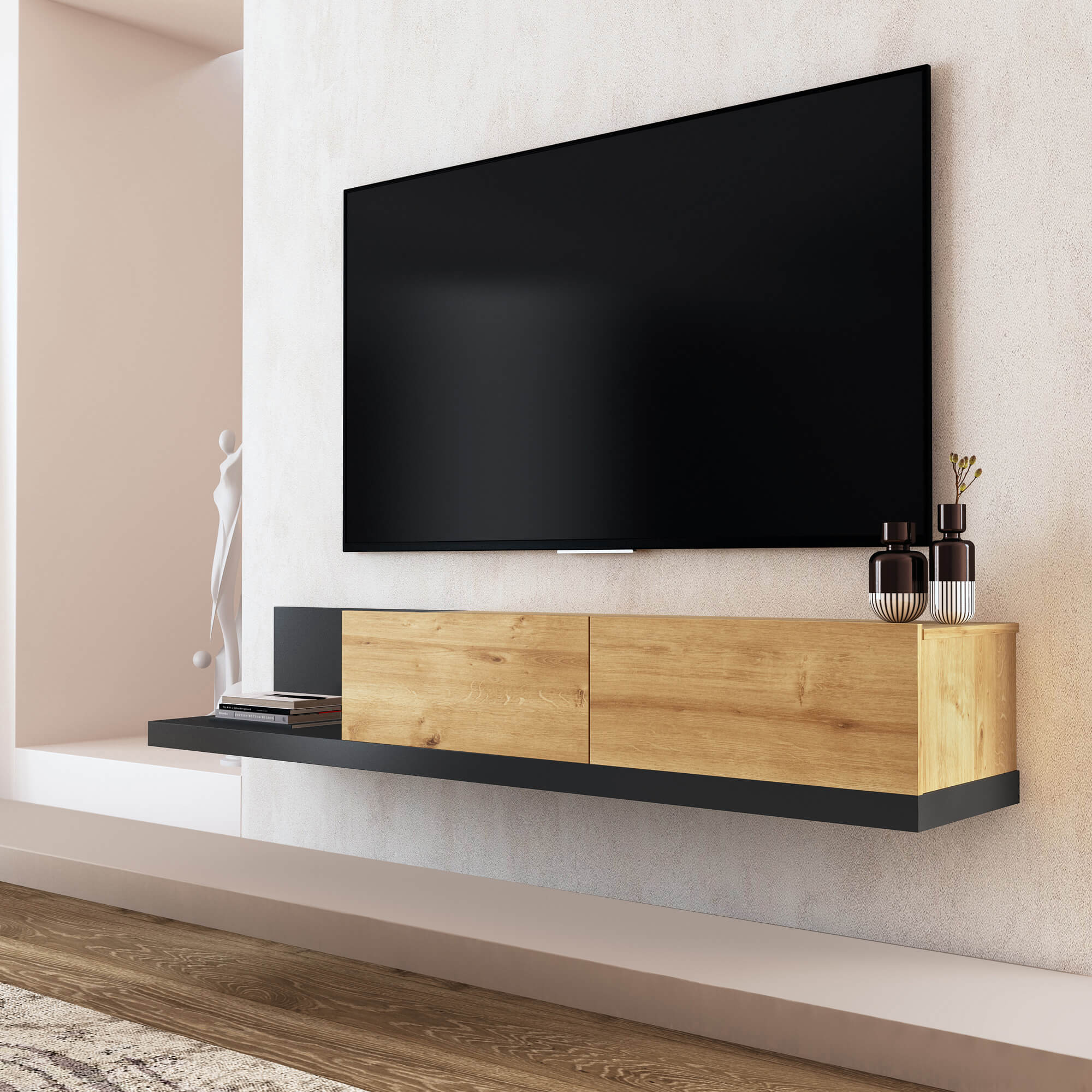 Charlotte- Yaresi 70" 2 Options Floating and Floor Media Console - Image 5