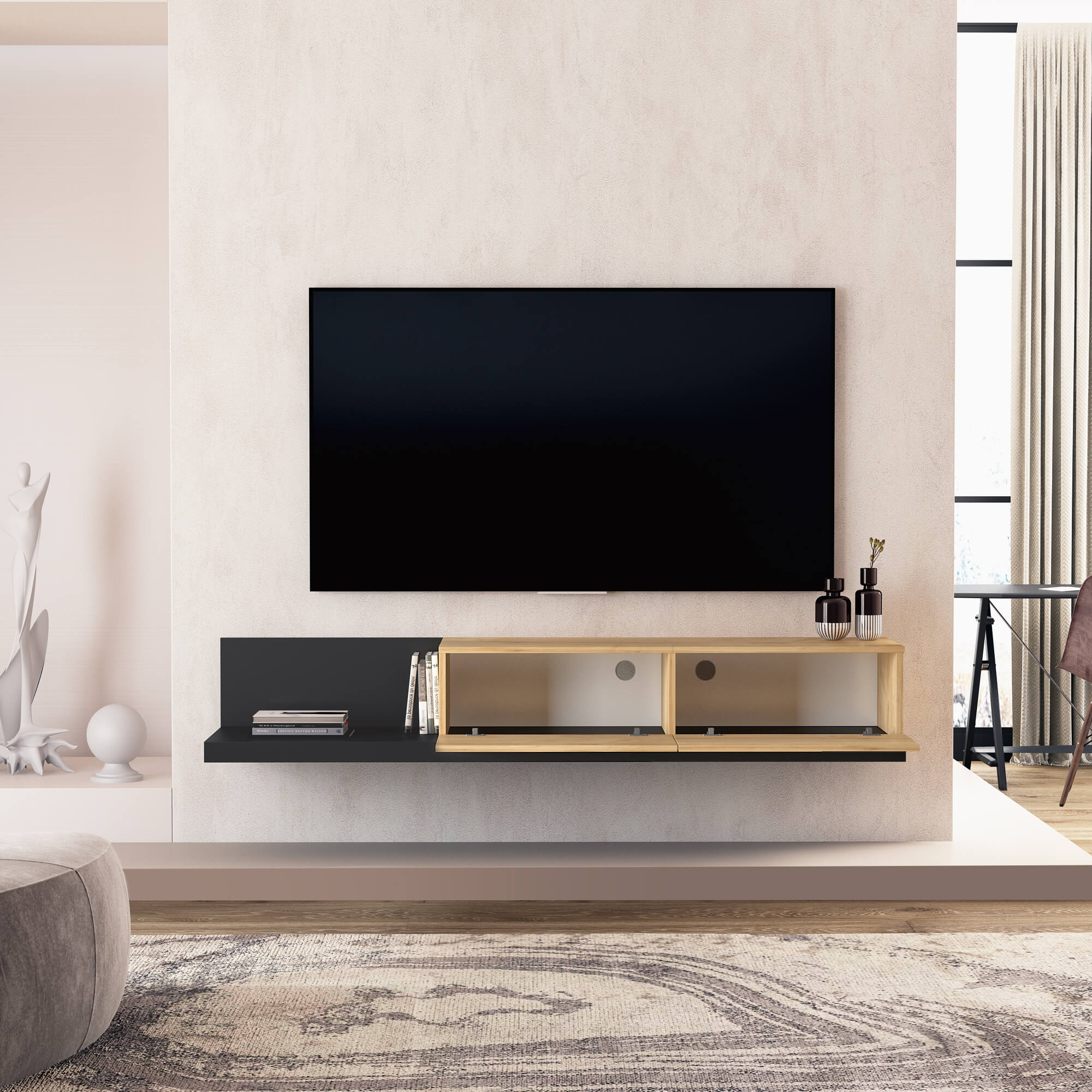 Charlotte- Yaresi 70" 2 Options Floating and Floor Media Console - Image 4