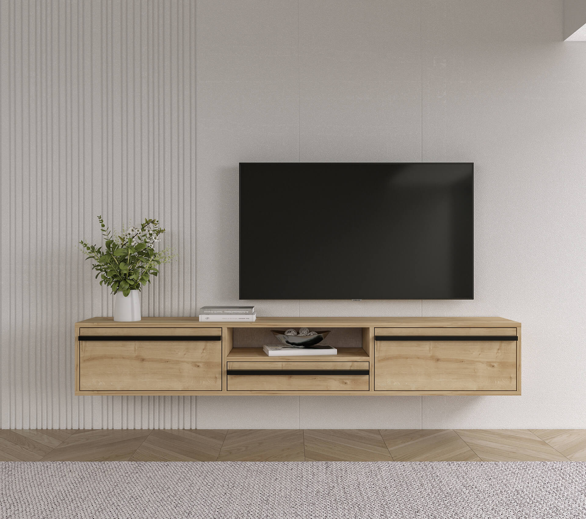 Hawana 71" Modern and Minimalist Wall Mounted Floating Entertainment Media Console