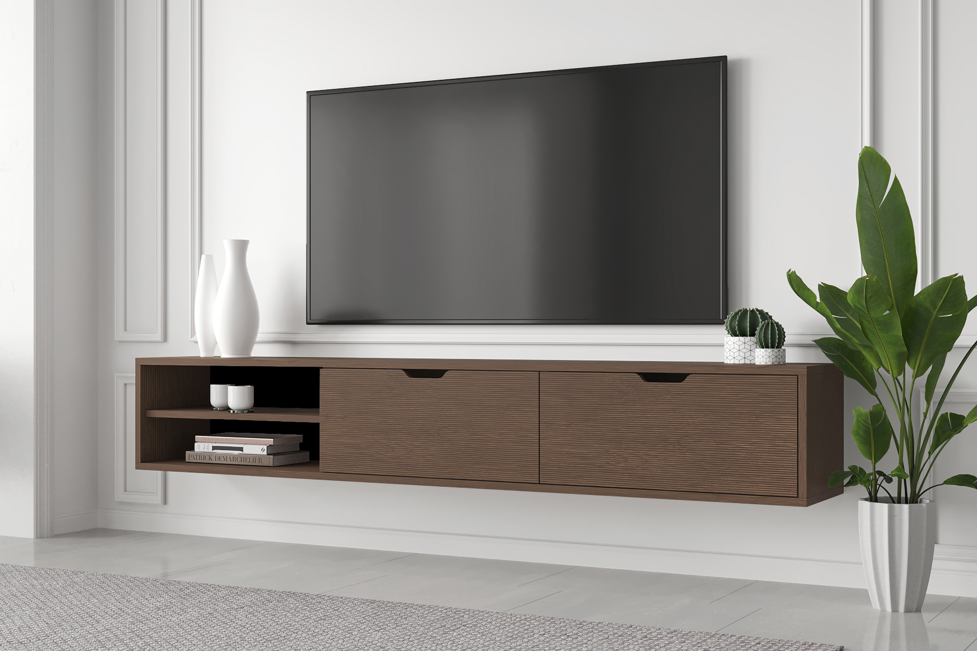 Riga 71" Wall Mounted Floating Entertainment Media Console - Image 4