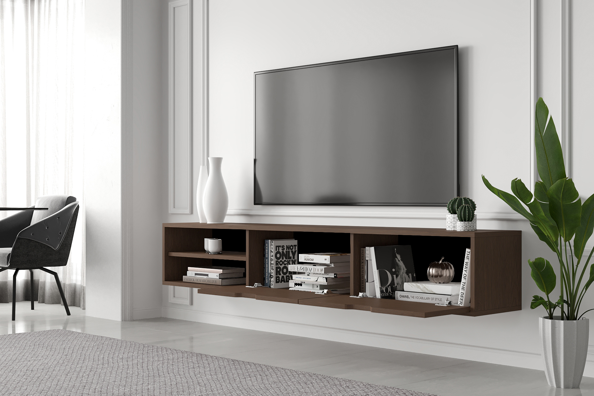 Riga 71" Wall Mounted Floating Entertainment Media Console - Image 3