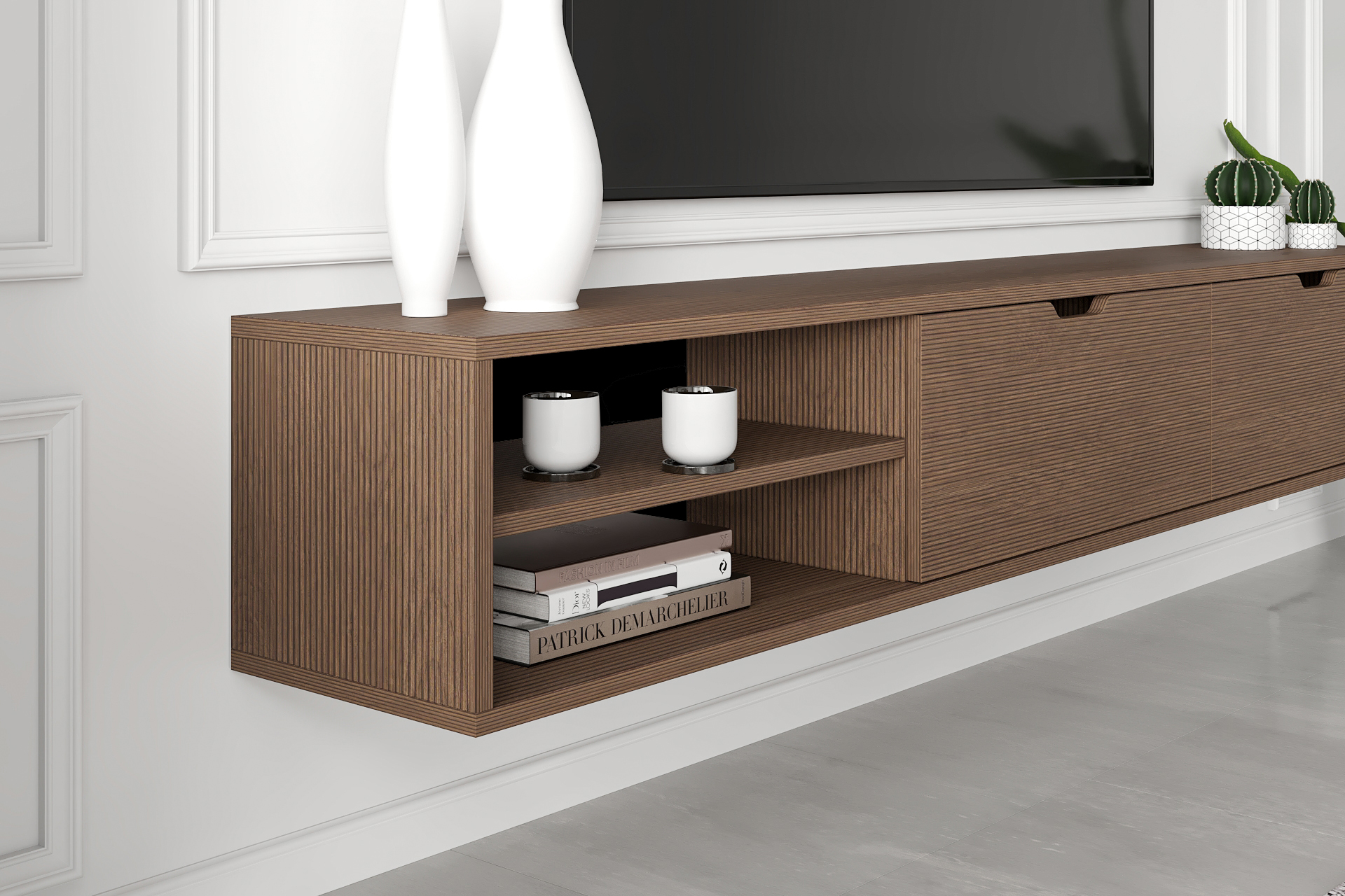 Riga 71" Wall Mounted Floating Entertainment Media Console - Image 5