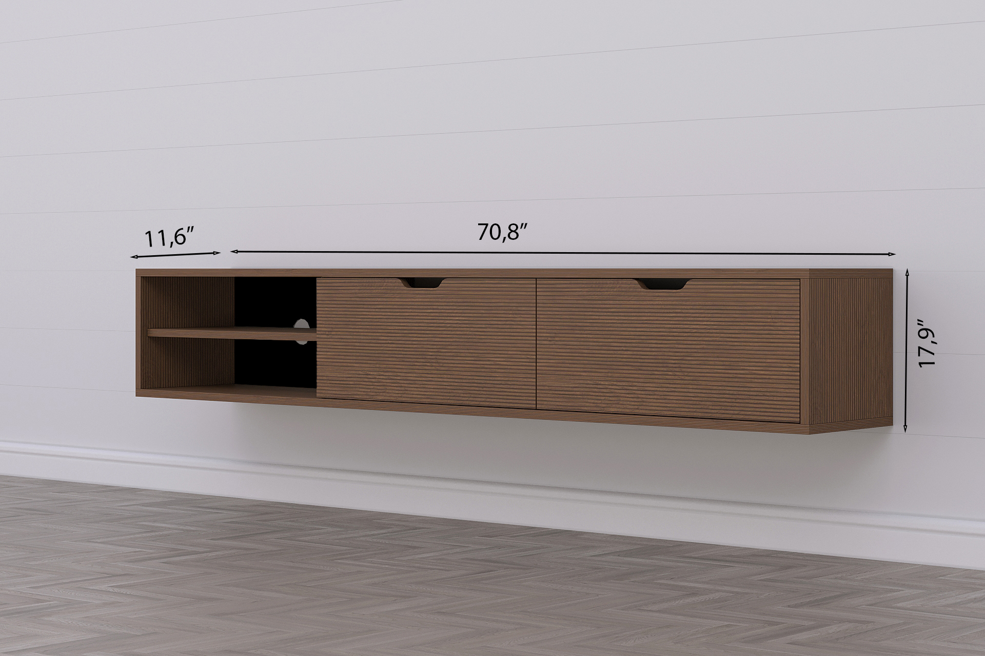 Riga 71" Wall Mounted Floating Entertainment Media Console - Image 9