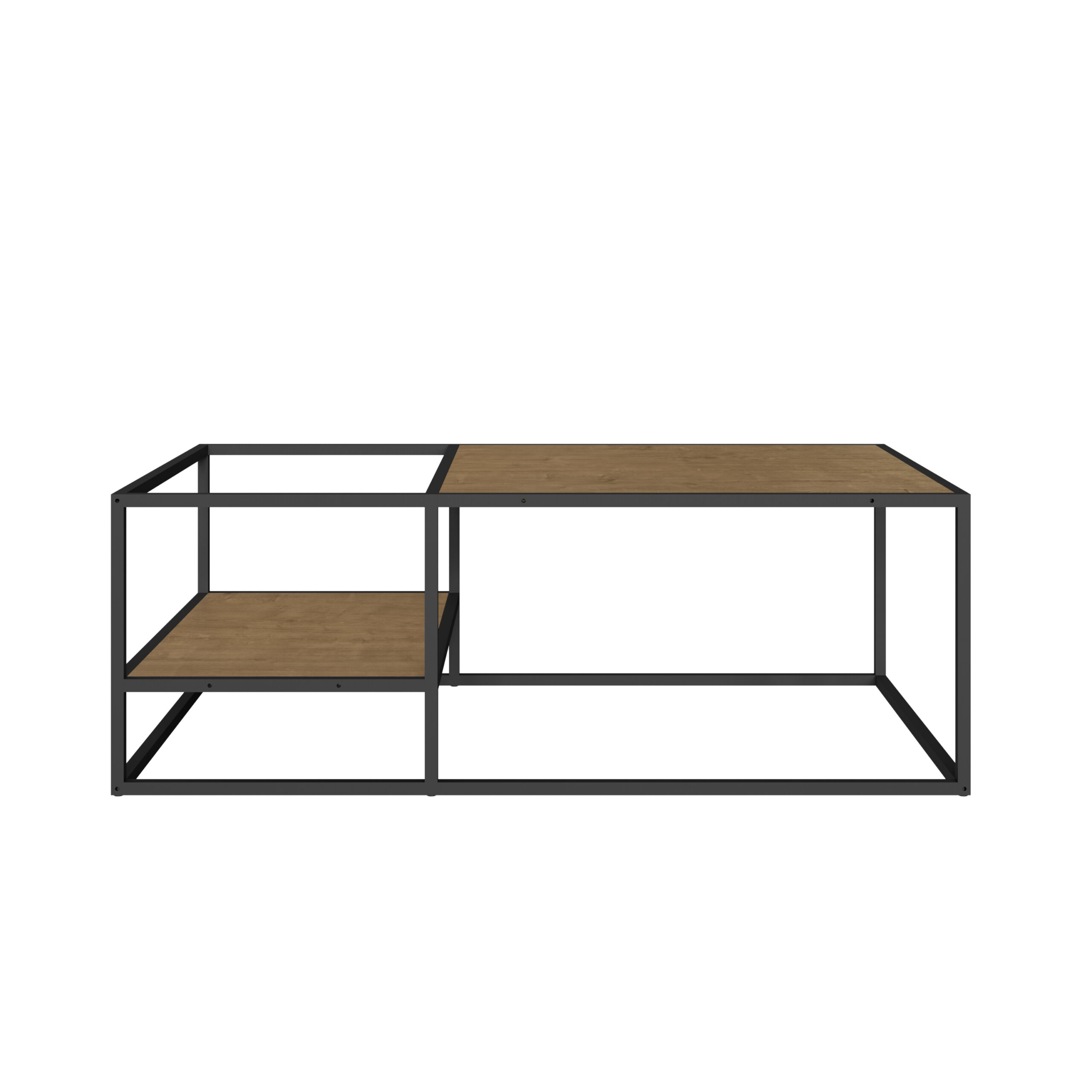 Industrial-style  Coffee Table - Black Steel -Walnut - Image 4