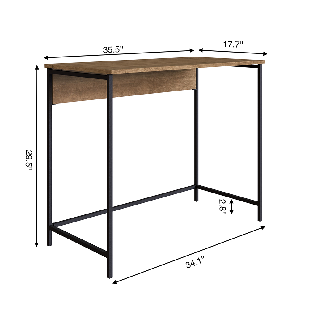 Industrial-style Foldable Desk-Walnut Black Steel Legs - Image 8