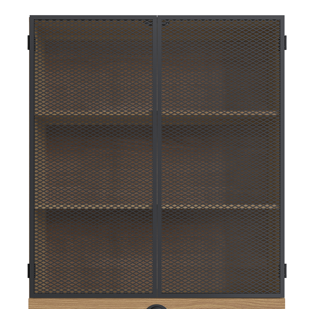 York Brown and Black Mesh 2-Door Display Storage Cabinet - Image 5