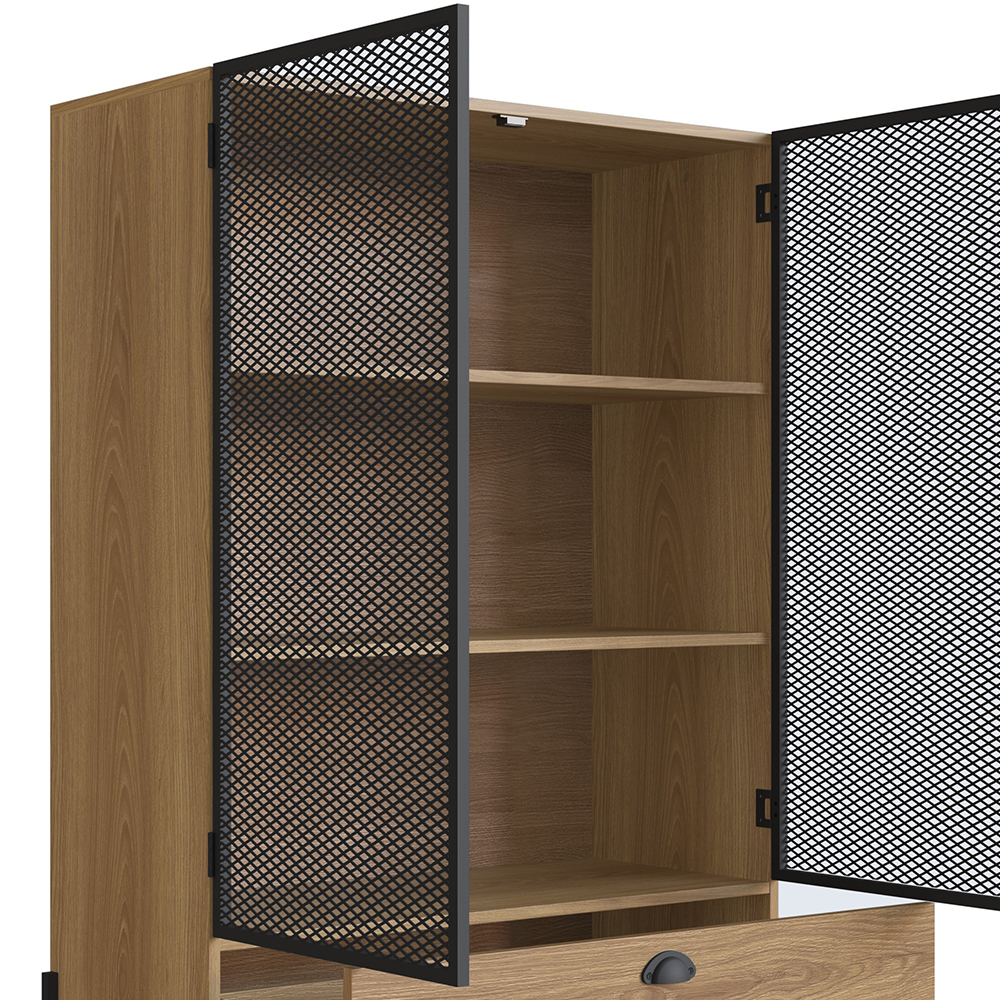York Brown and Black Mesh 2-Door Display Storage Cabinet - Image 7