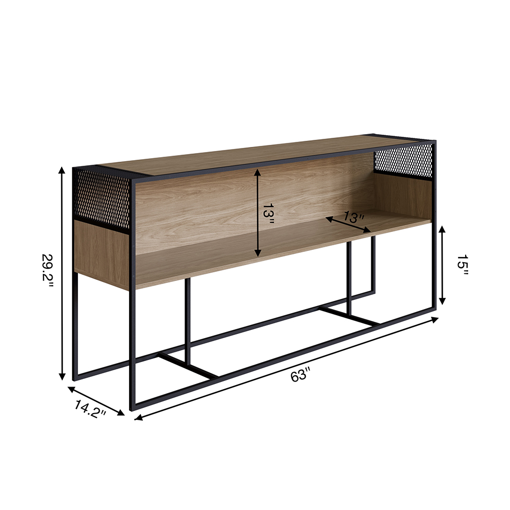 York Brown Console Table with Black Iron Legs - Image 7