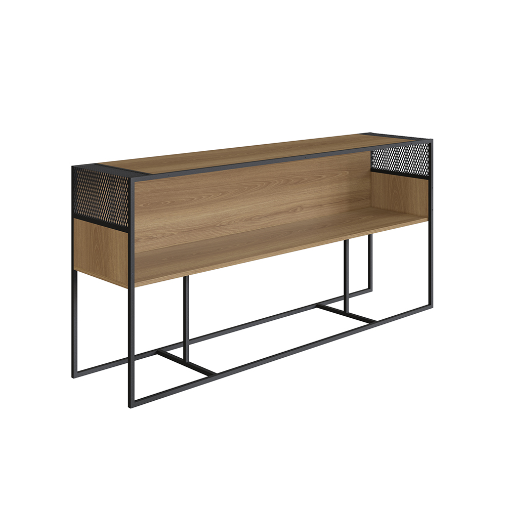 York Brown Console Table with Black Iron Legs - Image 3
