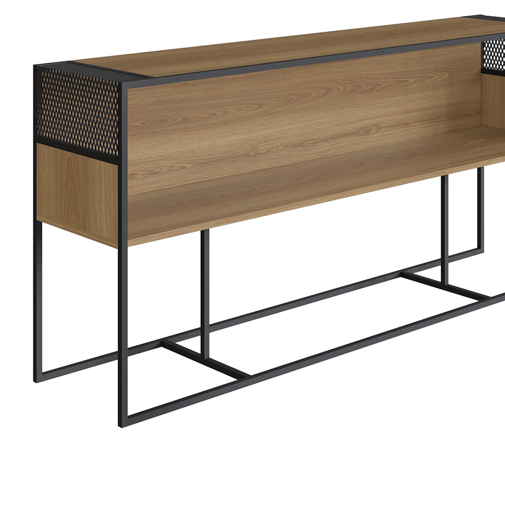 York Brown Console Table with Black Iron Legs - Image 4