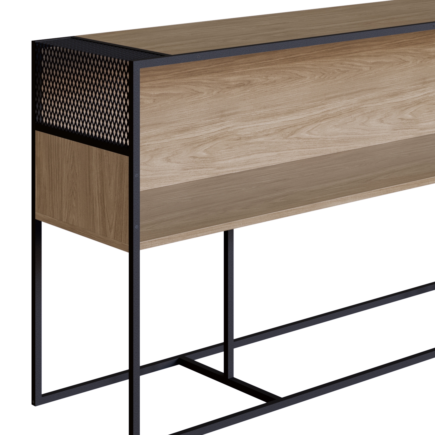 York Brown Console Table with Black Iron Legs - Image 5