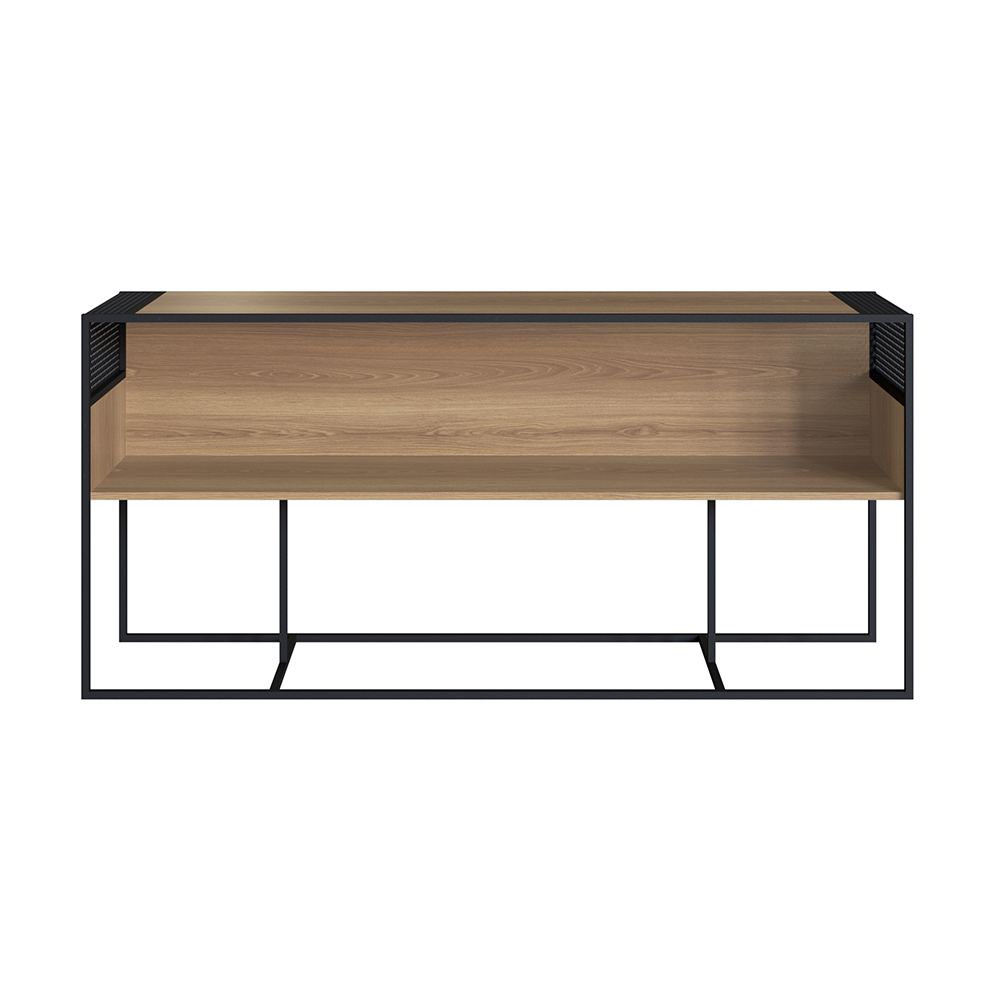 York Brown Console Table with Black Iron Legs - Image 6