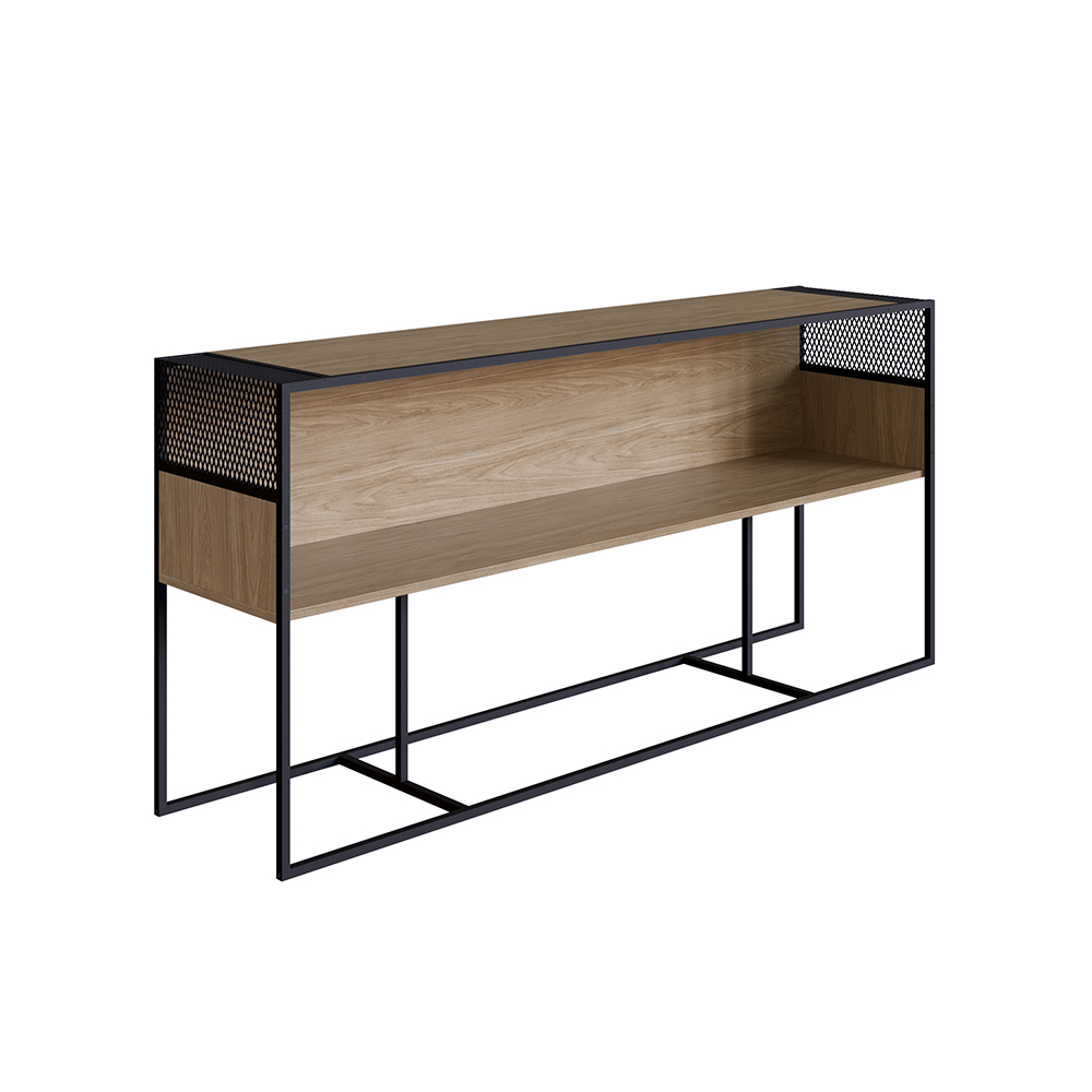 York Brown Console Table with Black Iron Legs - Image 2