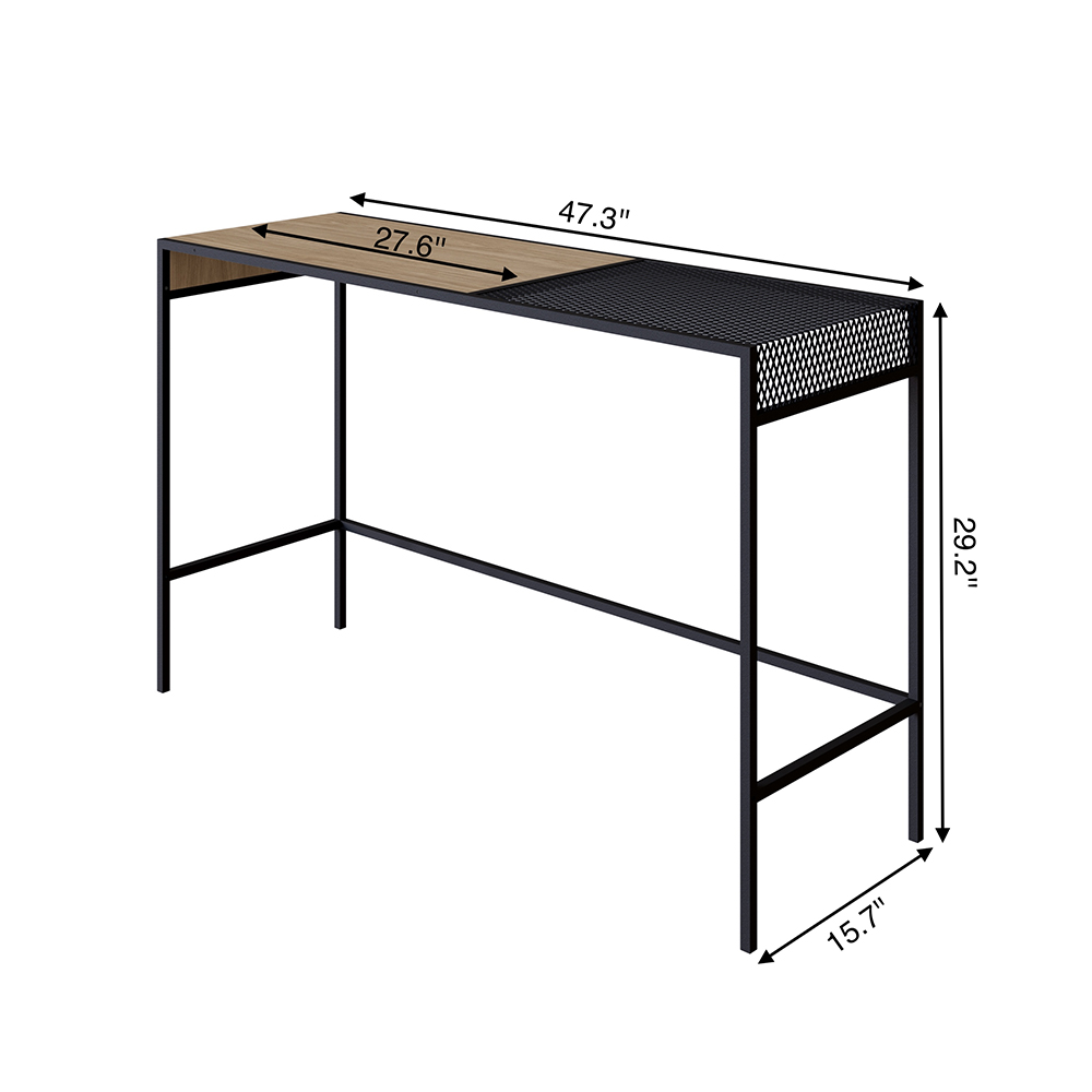 York 47" Console  Entry Table Black Iron legs Mesh Top -Coastal Oak - Image 10