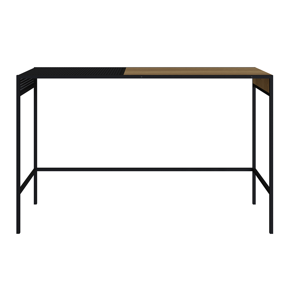 York 47" Console  Entry Table Black Iron legs Mesh Top -Coastal Oak - Image 2