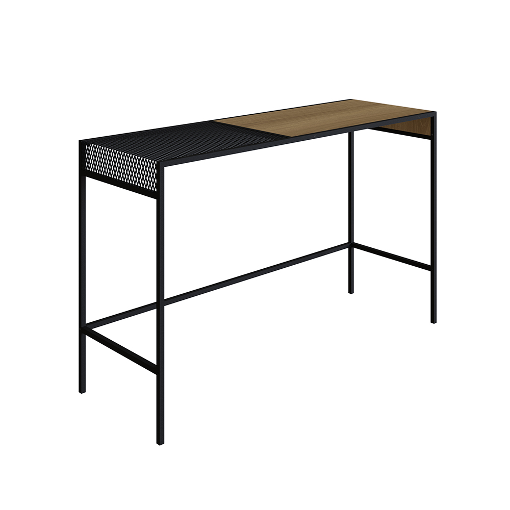 York 47" Console  Entry Table Black Iron legs Mesh Top -Coastal Oak - Image 3