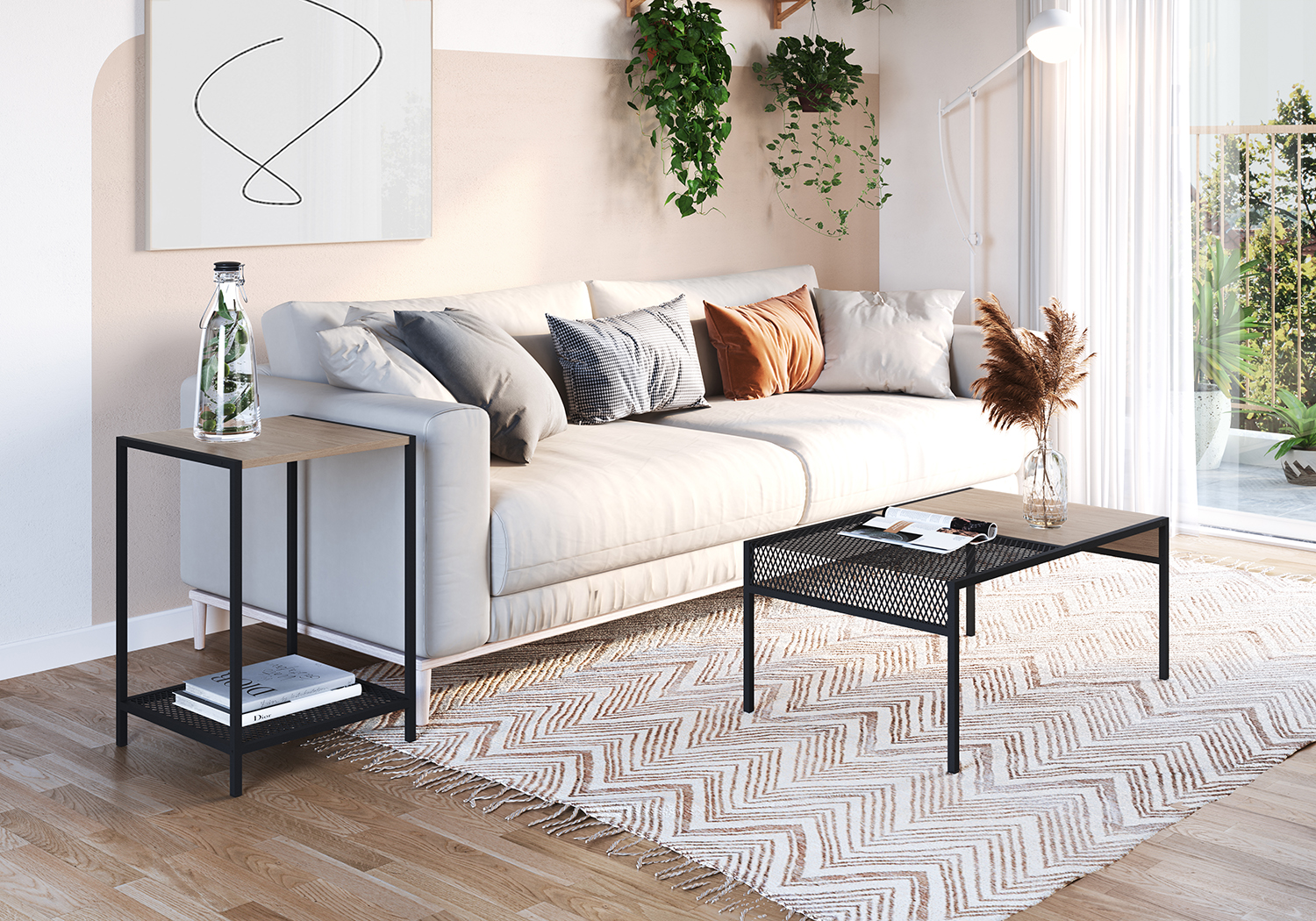 York Brown and Black Iron Mesh Accent  Coffee Table - Image 2