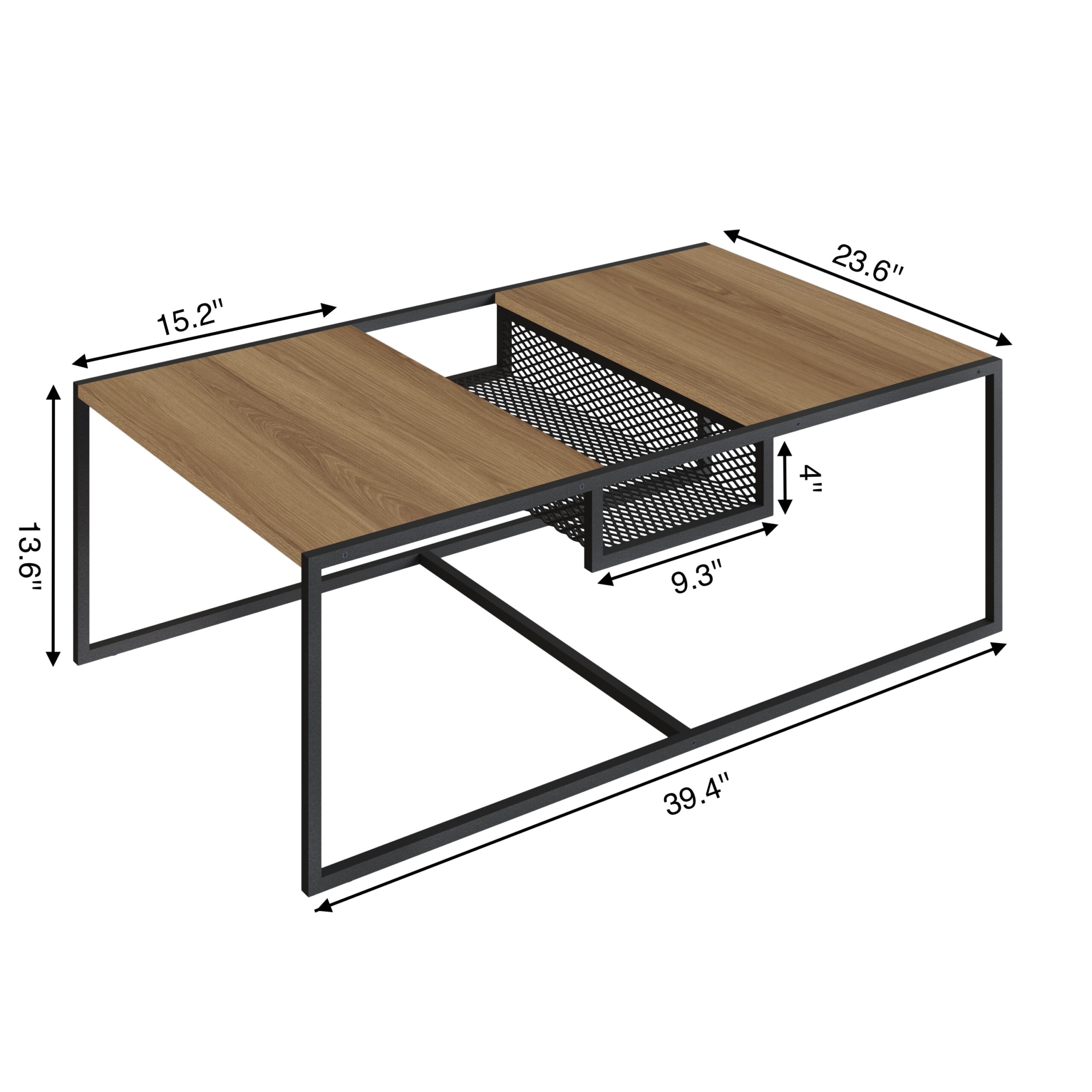 York Brown and Iron Mesh Middle Shelf Coffee Table - Image 8