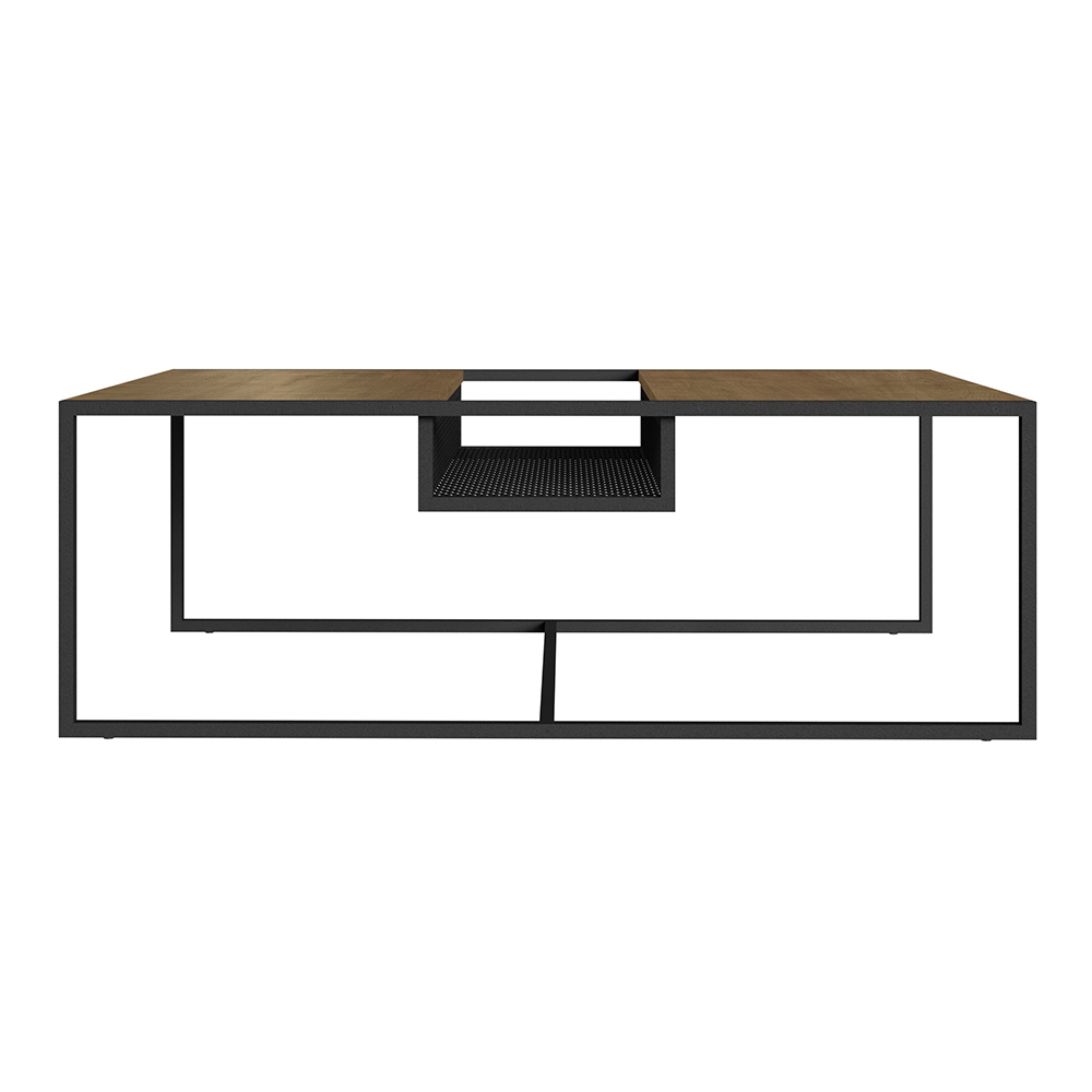 York Brown and Iron Mesh Middle Shelf Coffee Table - Image 2
