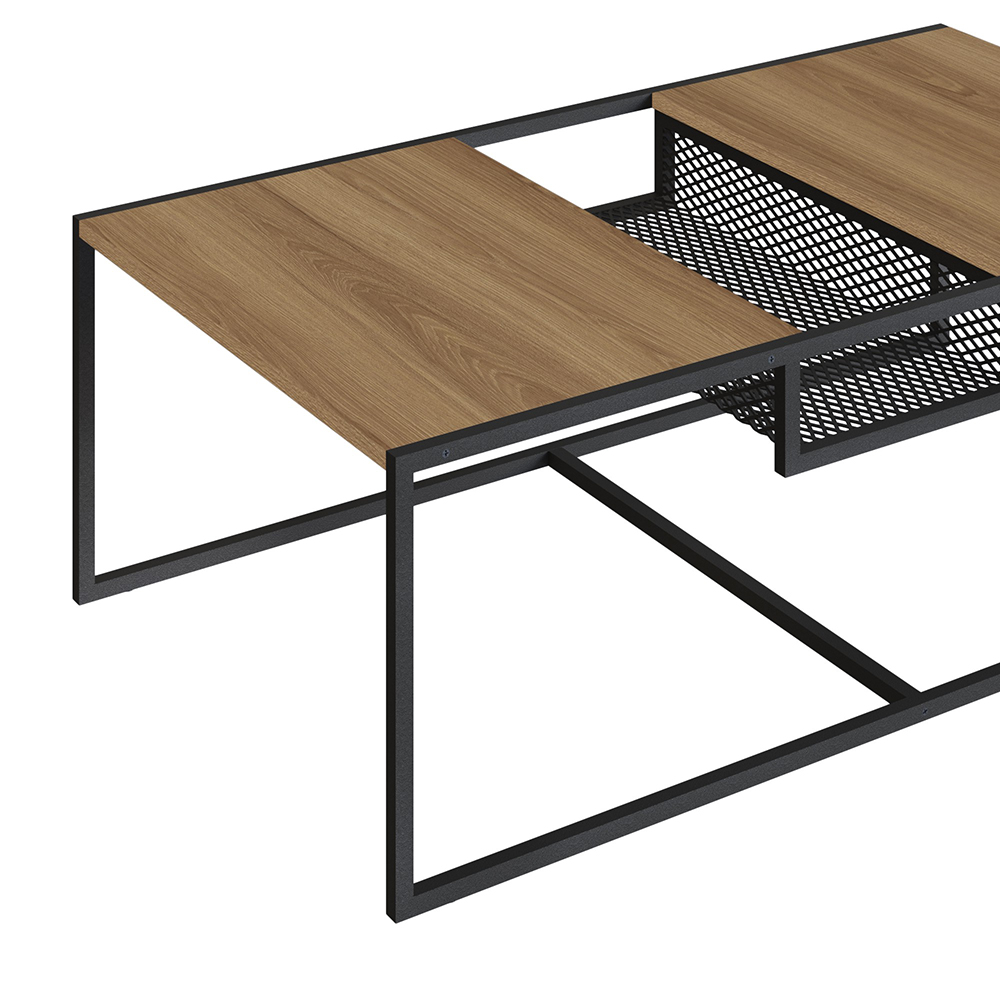 York Brown and Iron Mesh Middle Shelf Coffee Table - Image 4