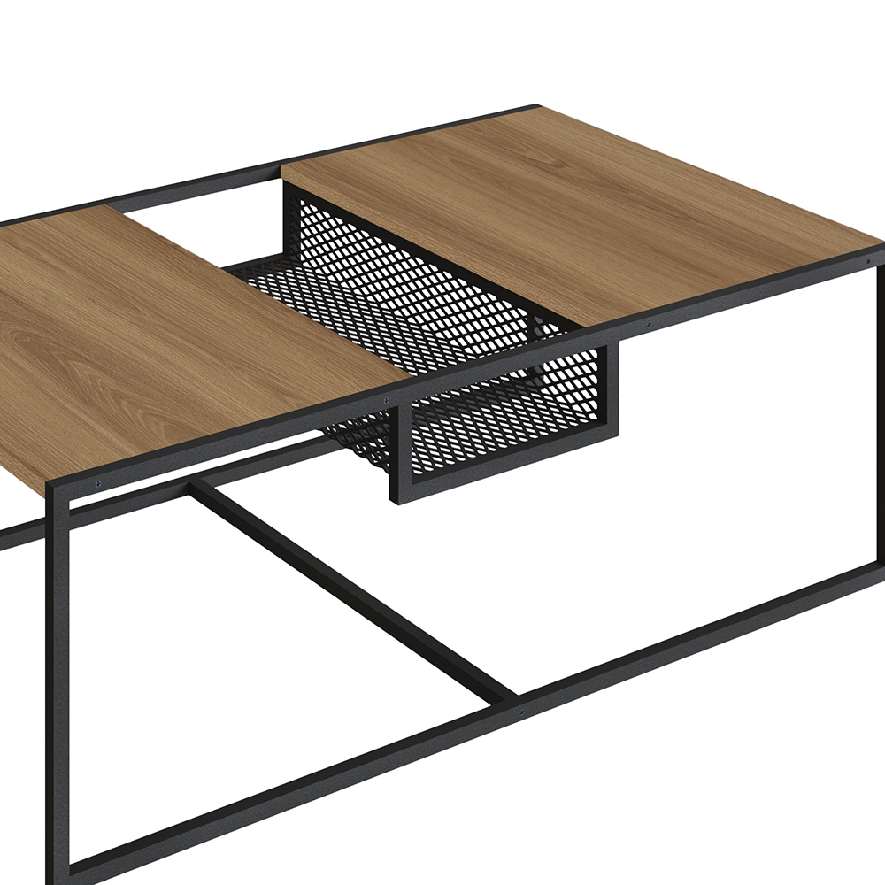 York Brown and Iron Mesh Middle Shelf Coffee Table - Image 5
