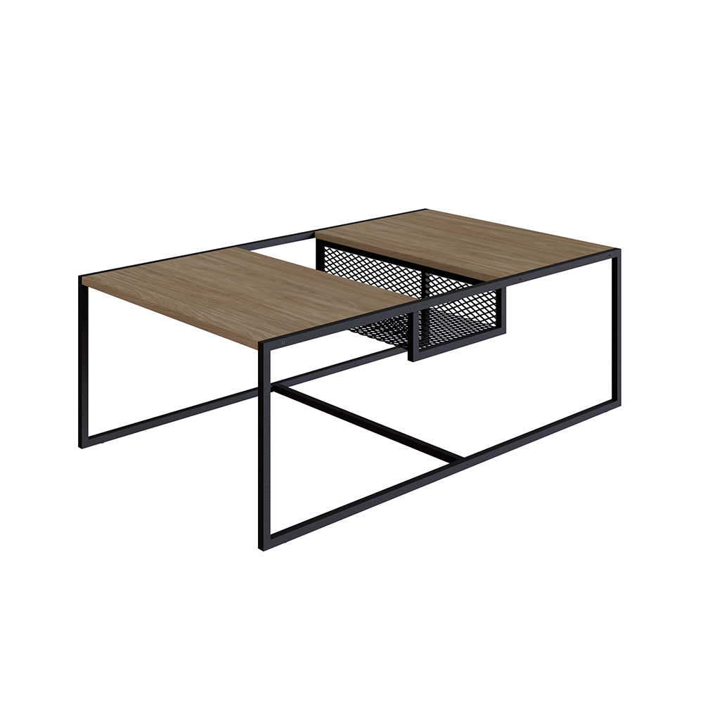 York Brown and Iron Mesh Middle Shelf Coffee Table - Image 7