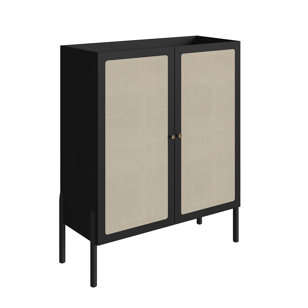 Oslo 36.6" Sideboard -Wood Legs and 2 Rattan Door Cabinet - Image 3