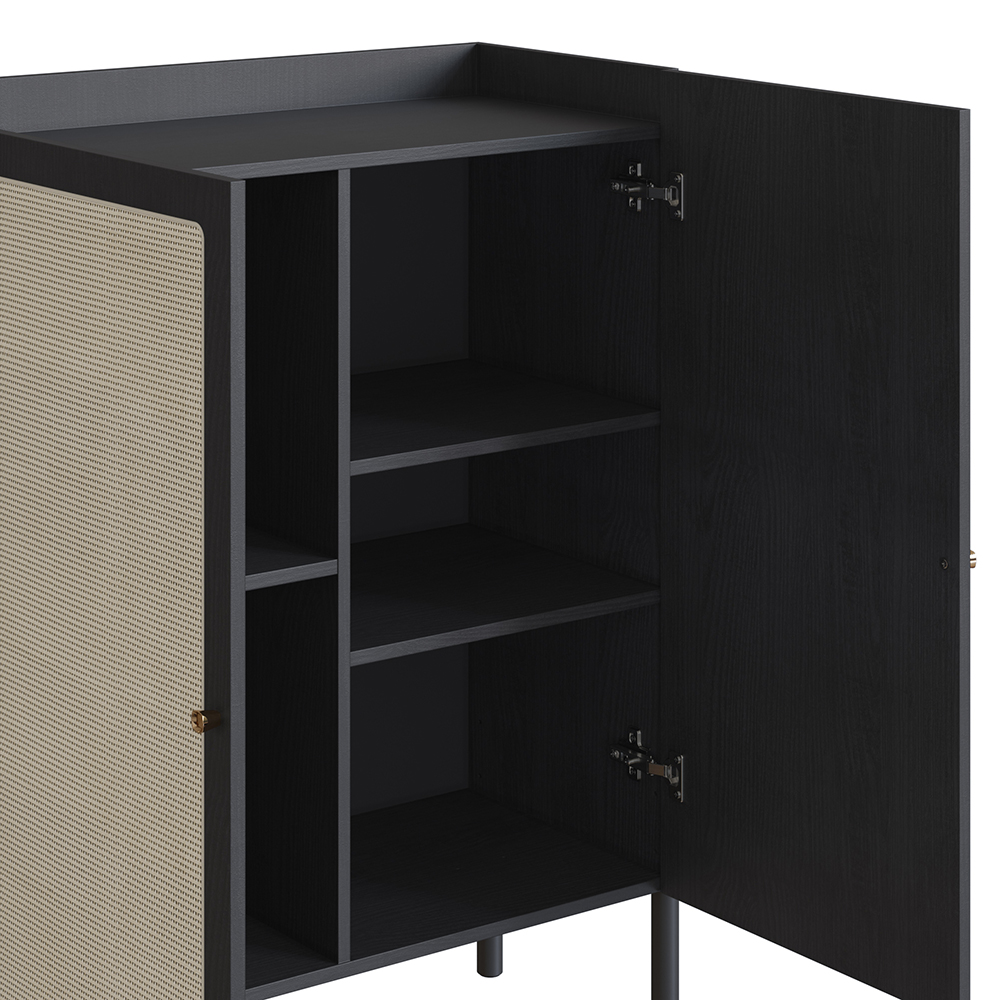 Oslo 36.6" Sideboard -Wood Legs and 2 Rattan Door Cabinet - Image 4
