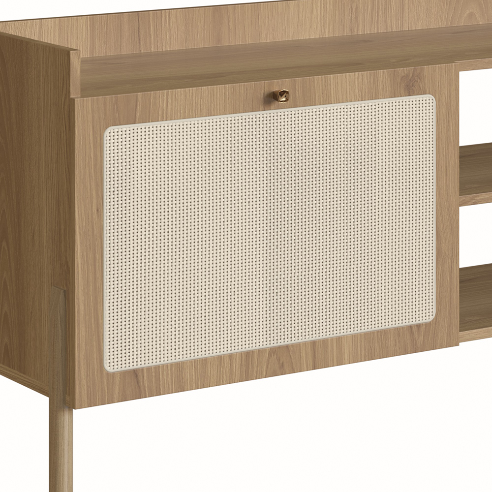 Oslo 72" Tv Stand for up to 80" Tv's Wood Legs and Rattan 2 Door - Image 5