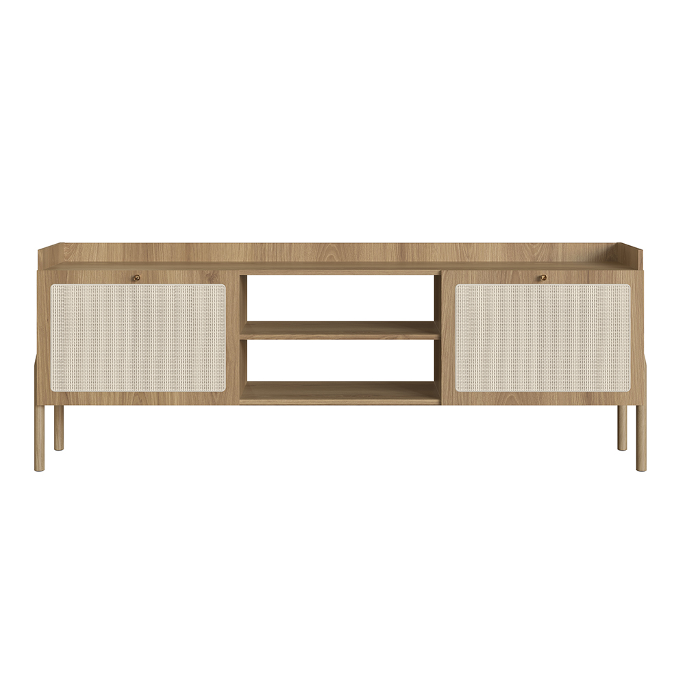 Oslo 72" Tv Stand for up to 80" Tv's Wood Legs and Rattan 2 Door - Image 2