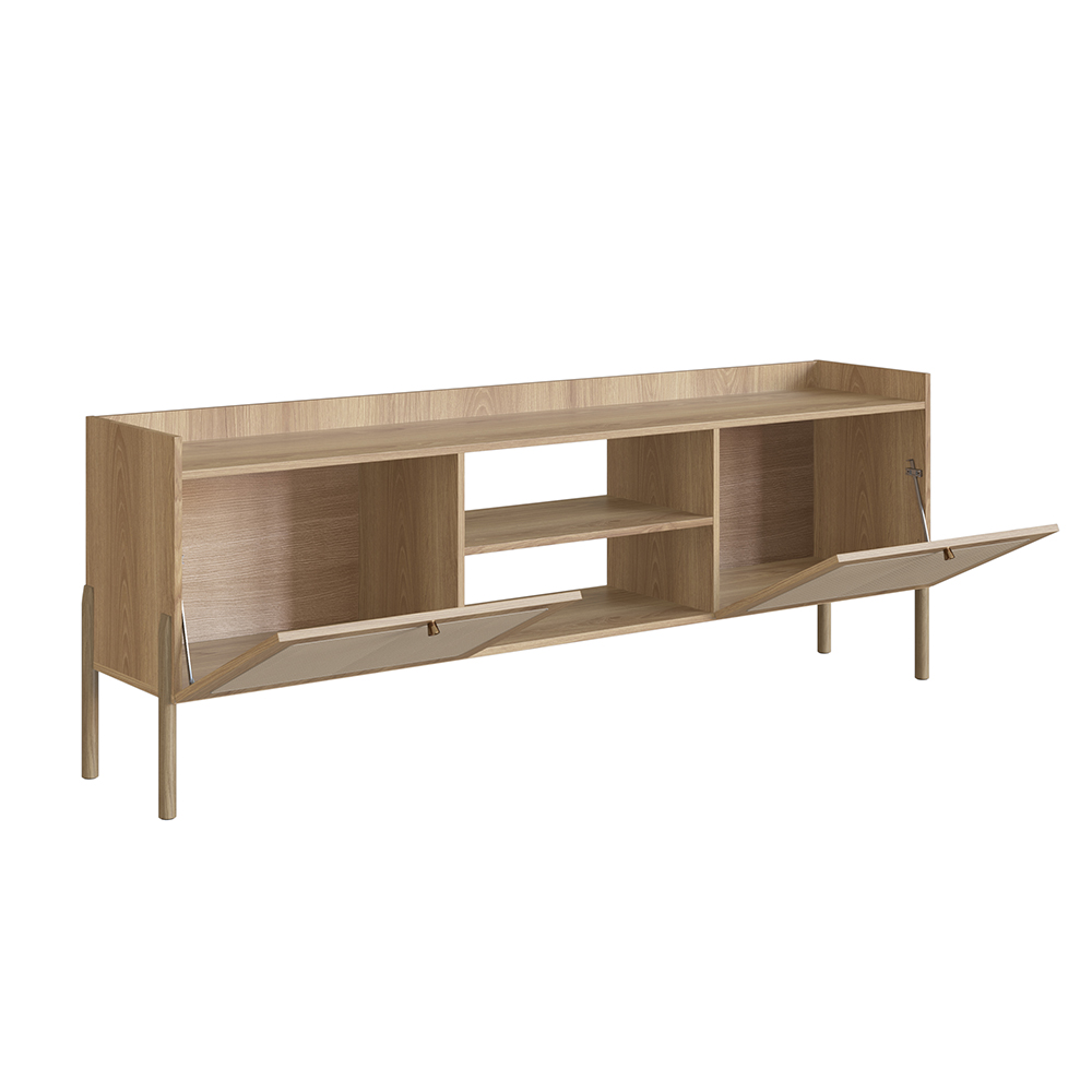 Oslo 72" Tv Stand for up to 80" Tv's Wood Legs and Rattan 2 Door - Image 4