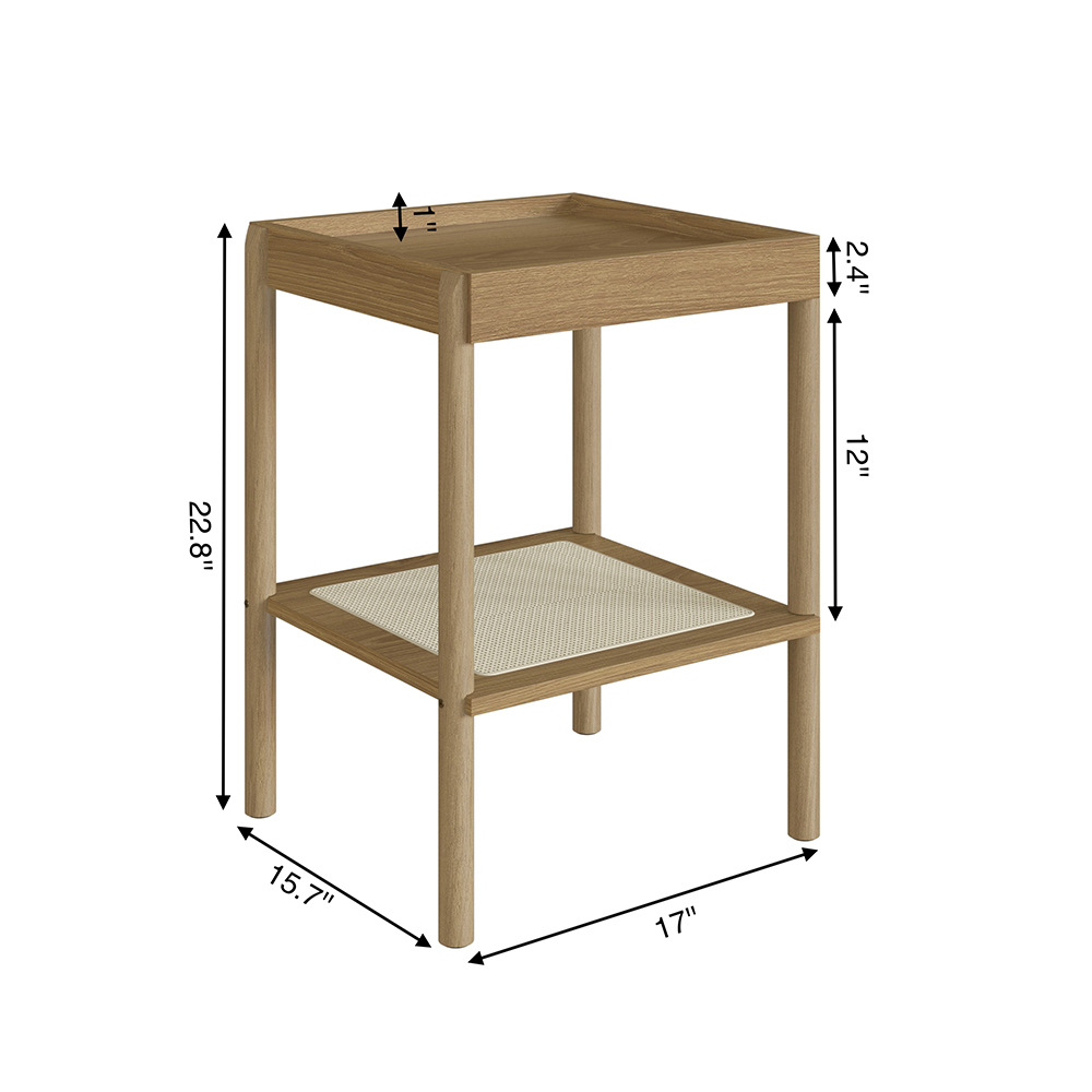 Oslo Side Table Wood Legs and Rattan Accent End Table - Image 5