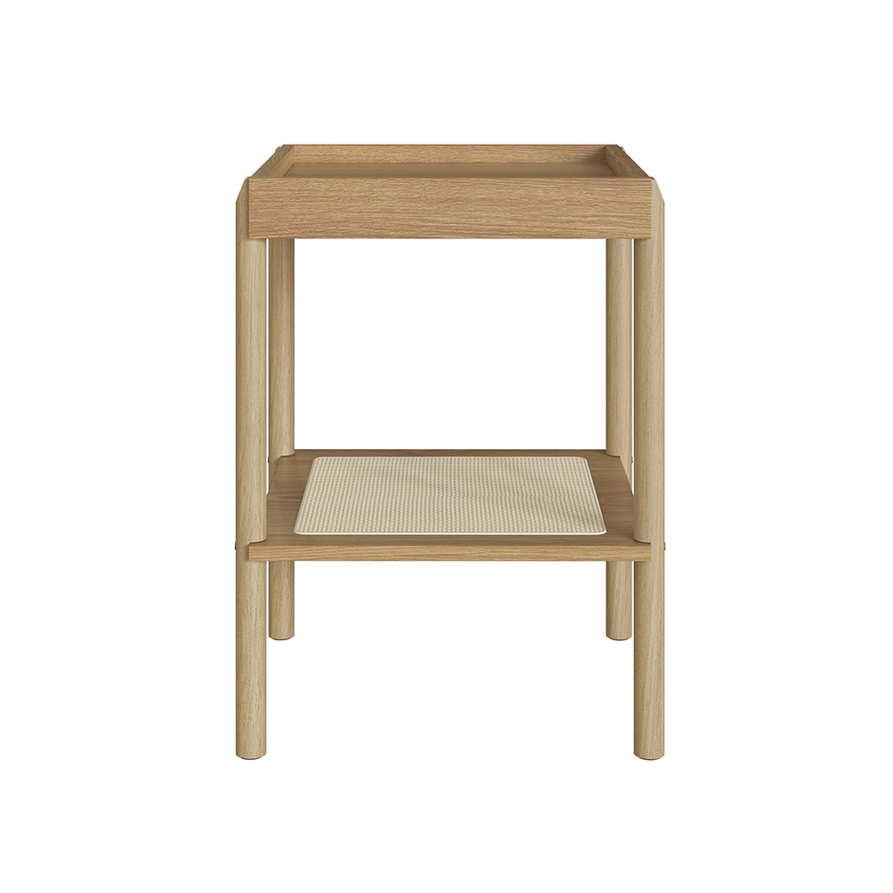 Oslo Side Table Wood Legs and Rattan Accent End Table - Image 3