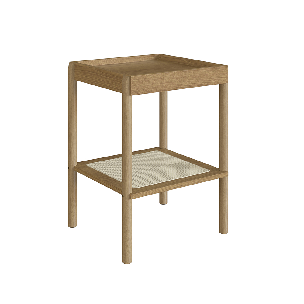 Oslo Side Table Wood Legs and Rattan Accent End Table - Image 2