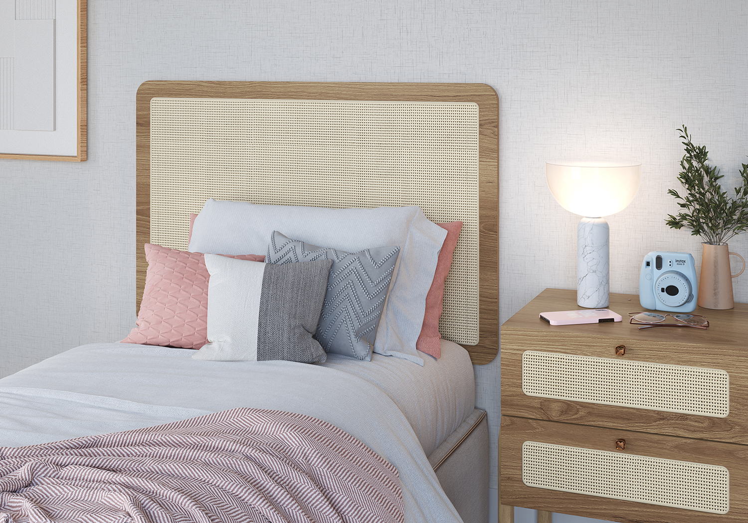Oslo 41.5" Rattan-Wood  Wall Mount Headboard  For Twin-TwinXL Bed - Image 2